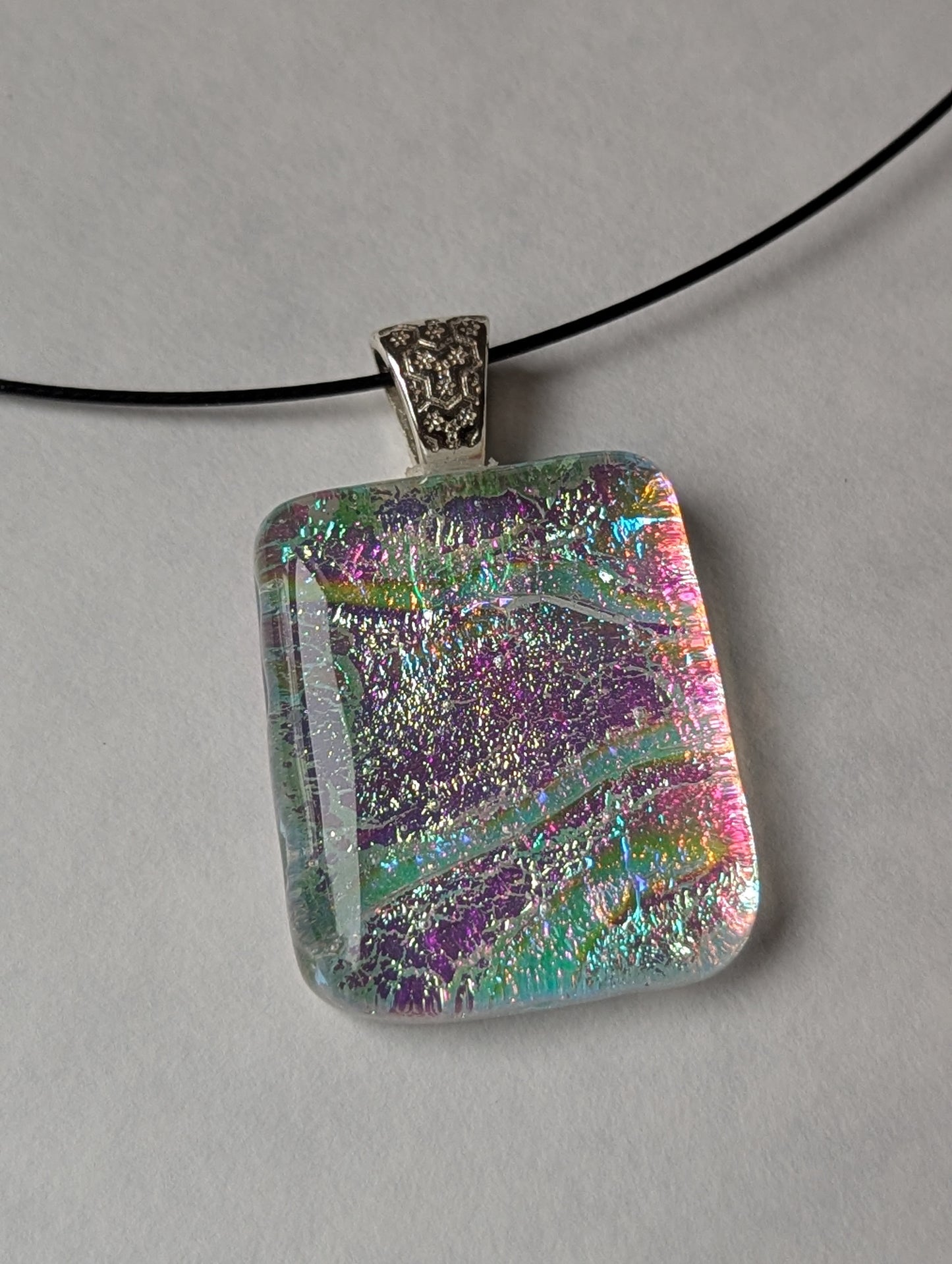 Colorful Clear Fused Glass Pendant